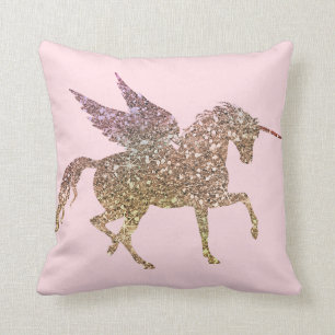 Trendig guldglitter Glitter Enhörning Pegasus Häst Kudde