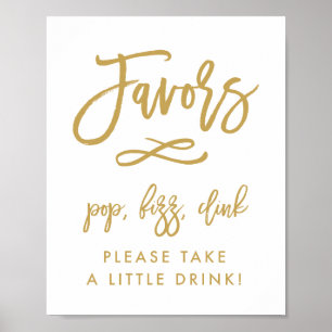 Trendig guldtextade presenter Pop, Fizz, Clink Poster