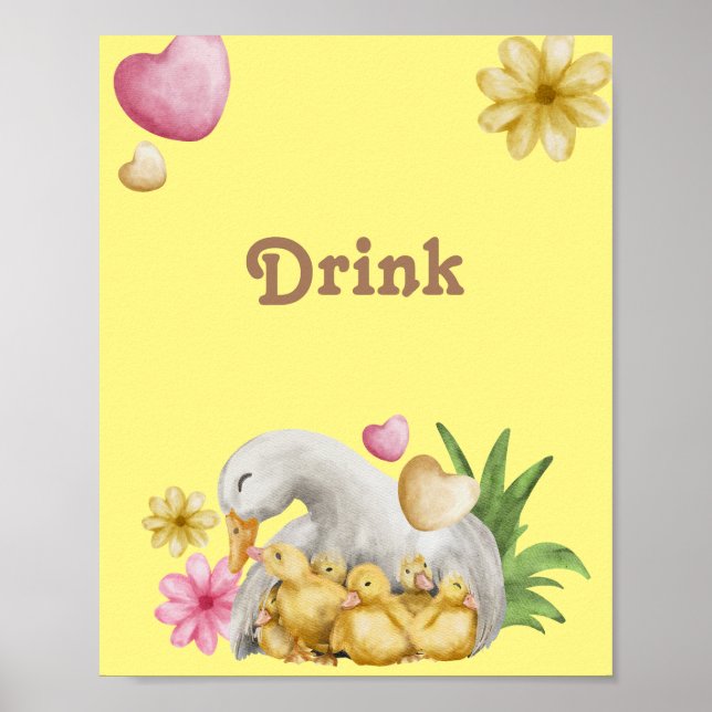 Trendig Gult Anka Kön Neutral babystötare Poster (Framsidan)