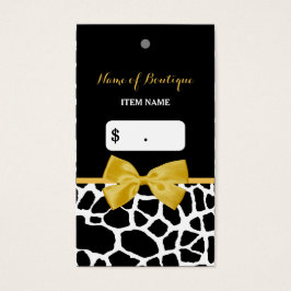 Trendig Gult Bow Giraffe Print Boutique-Märkre Visitkort