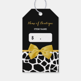 Trendig Gult Bow Giraffe Skriv ut Boutique-Märkre Presentetikett