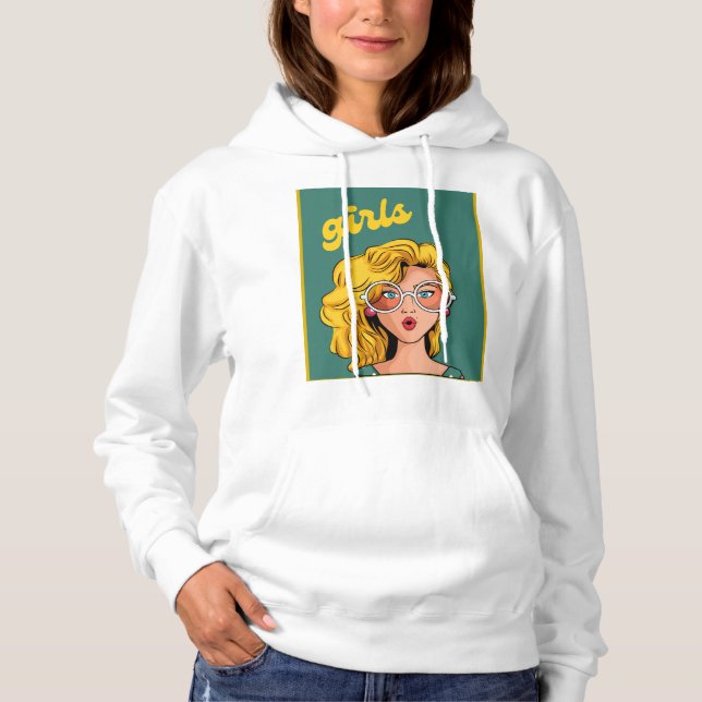 Trendig Gult Girl Benice Hoodie T Shirt (Framsida)