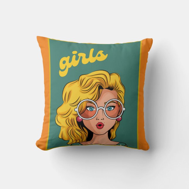 Trendig Gult Girl BeSnygg kudde (Framsida)