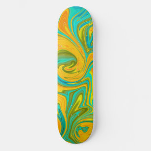 Trendig Gult Orange Grönt Abstrakt för Snurra Mini Skateboard Bräda 18,5 Cm