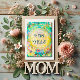Trendig Gult Söt Blommigt Mamma Friend Quote Kort