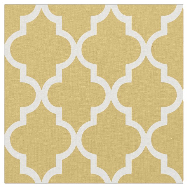 Trendig gyllene marockansk quatrefoil-mönster tyg (Närbild)