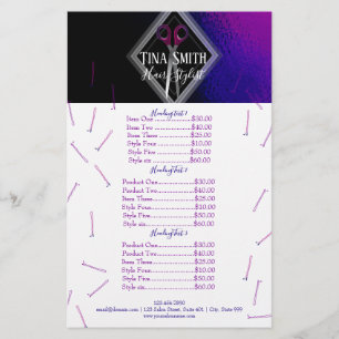 Trendig Hair Salon Modern Lila & Black Flygblad