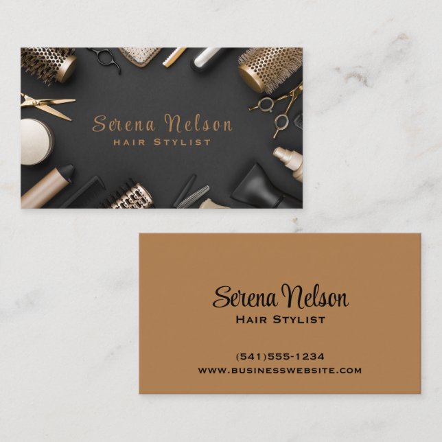Trendig Hair stylist Salon Verktyg Beauty Visitkort (Fram/baksida)