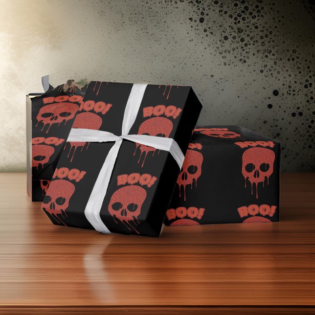 Trendig Halloween Black Spooky Boo Döskallars Gift Presentpapper (Skapare uppladdad)