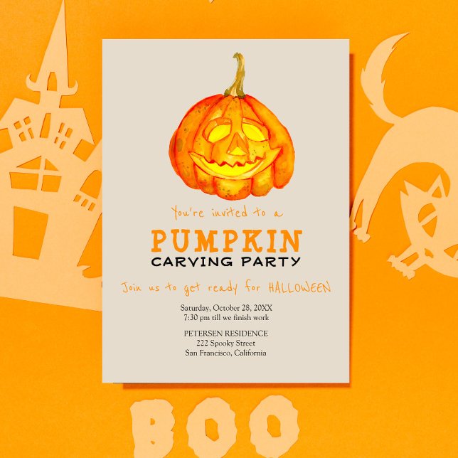 Trendig Halloween, enkel pumphämtning party Inbjudningar (Skapare uppladdad)