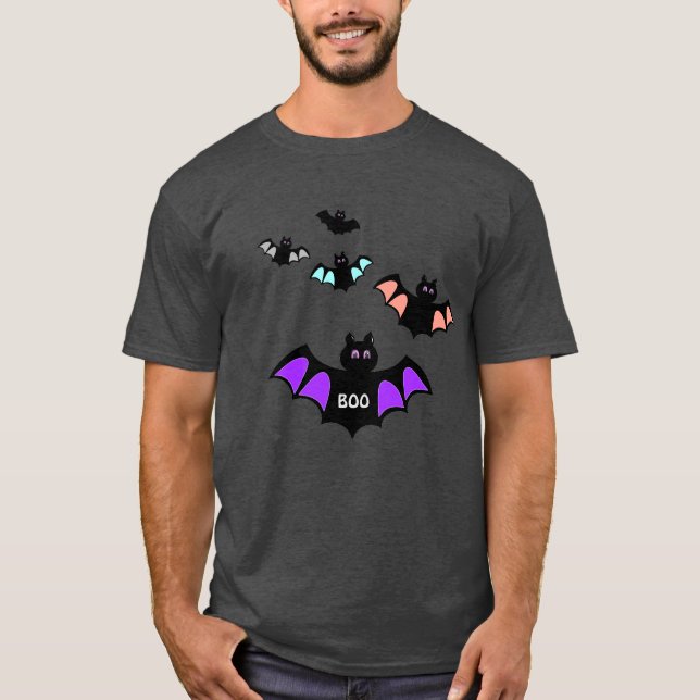 Trendig Halloween Fladdermus T Shirt (Framsida)