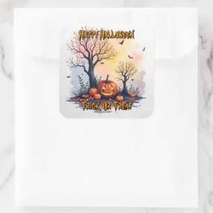 Trendig Halloween Kuslig Samling Fyrkantigt Klistermärke