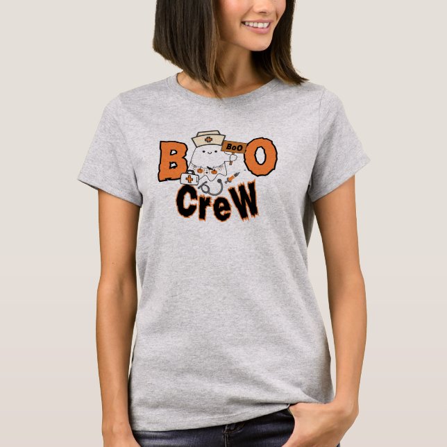 Trendig Halloween Nurse Boo Boo Crew T-Shirt (Framsida)
