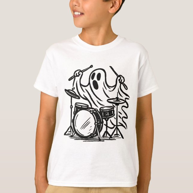 Trendig Halloween Spooky boo spöke som spelar damm T Shirt (Framsida)