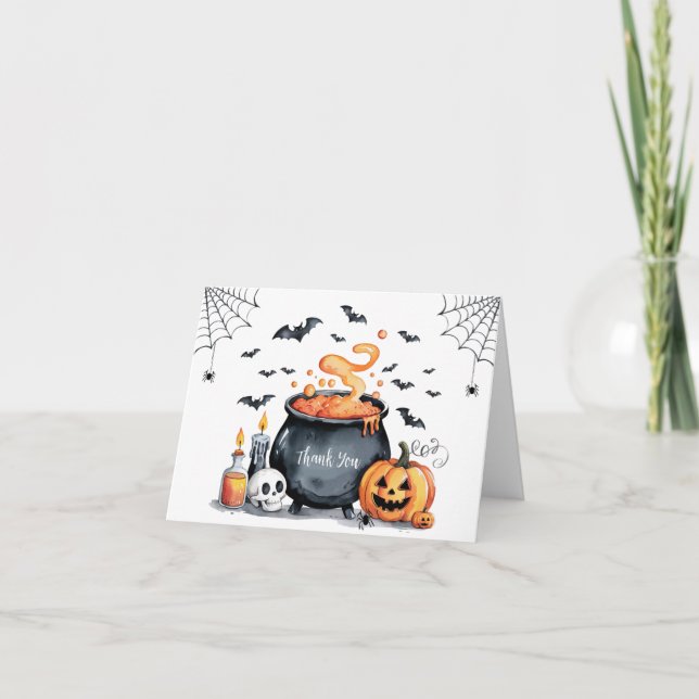 Trendig Halloween Spooky Cauldron Baby Shower Tack Kort (Framsida)