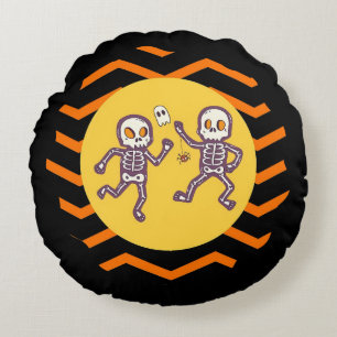 Trendig Halloween Spooky Dancing Skeletons Rund Kudde