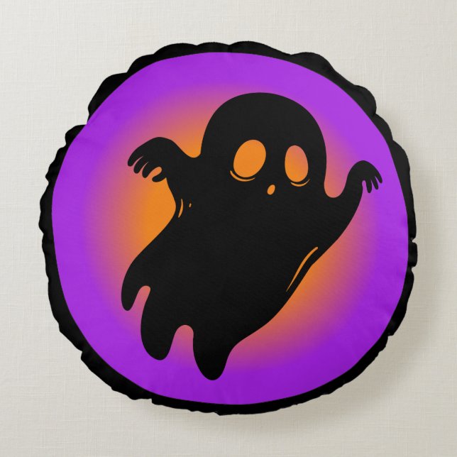 Trendig Halloween Spooky Neon Boo Ghost Classic Rund Kudde (Framsidan)