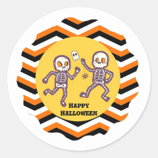 Trendig Halloween Spooky Skeletons Runt Klistermärke