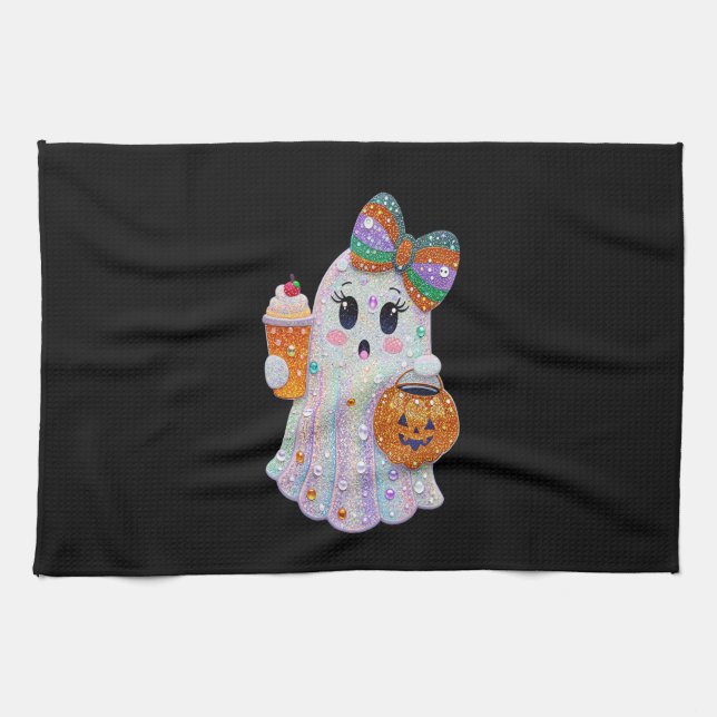 Trendig Halloween strass spöken Kökshandduk (Horisontell)