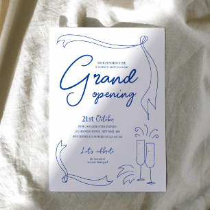 Trendig Hand plockade Blue Business Logotyp Grand Inbjudningar