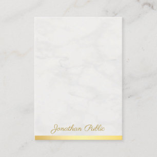 Trendig Hand Script Namn Guld och Marble Luxurious Visitkort