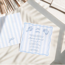 Trendig Handritad Skaldjursfest för Bröllop och Br Inbjudningar