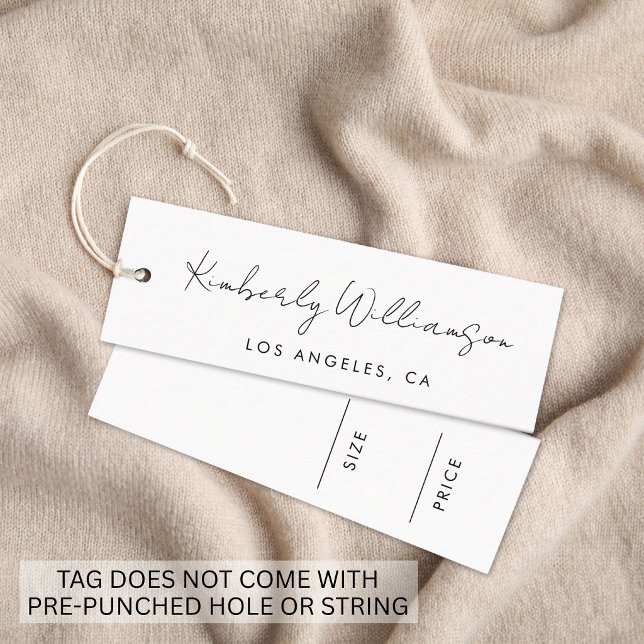 Trendig handskriven prislapp mini visitkort (Chic Handwritten Script Price Hang Tag)