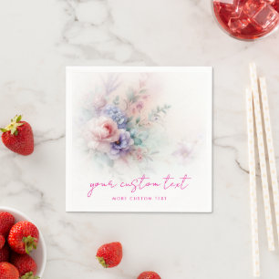 Trendig handskriven script text vattenfärg blommor pappersservett