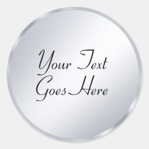 Trendig handskriven text silver look elegant runt klistermärke