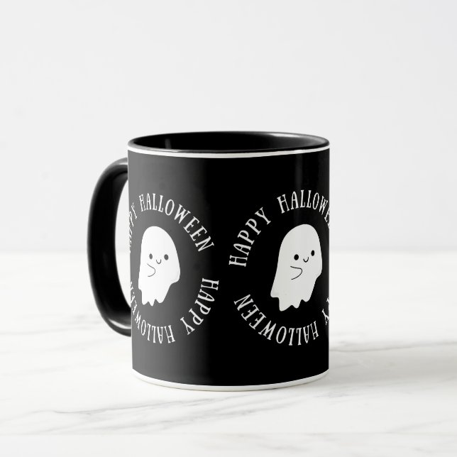Trendig Happy halloween Cute Ghost Classic Mugg (Framsida vänster)