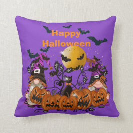 Trendig Happy halloween Lila Gnome Cotton 16"X16" Kudde