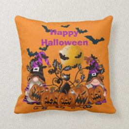 Trendig Happy halloween Orange Gnome Cotton 16" X1 Kudde
