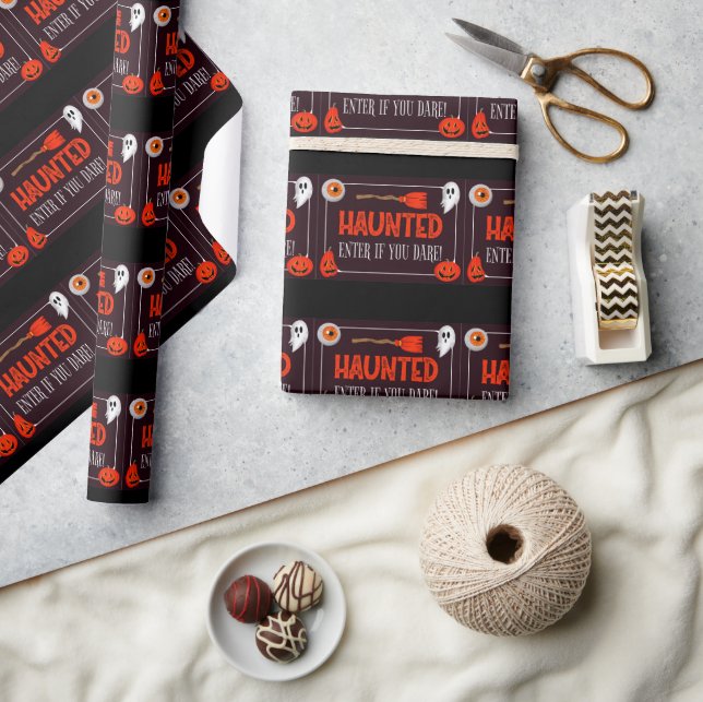Trendig Haunted Halloween Quote Gift Presentpapper (Hantverk)