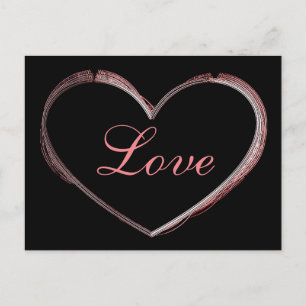 Trendig Heart Grått Calligraphy Kärlek Bröllop Helg Vykort