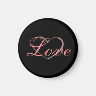 Trendig Heart Grått Calligraphy Kärlek Bröllop Magnet