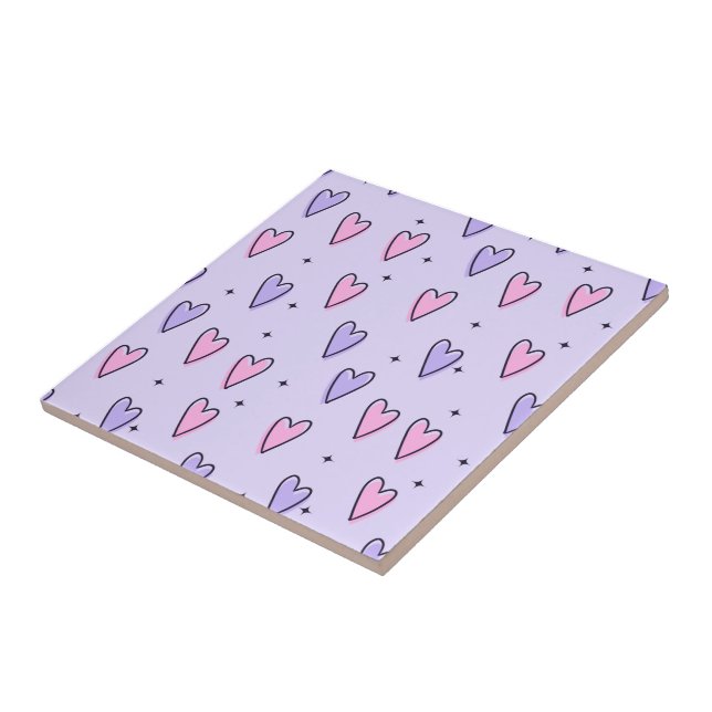 Trendig Heart Mönster keramik Tile Kakelplatta (Sidan)