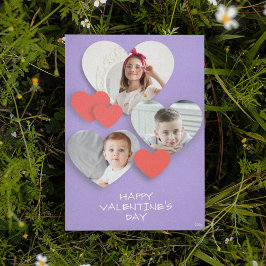 Trendig Heart Photo Collage Lavender Greeting Card Julkort