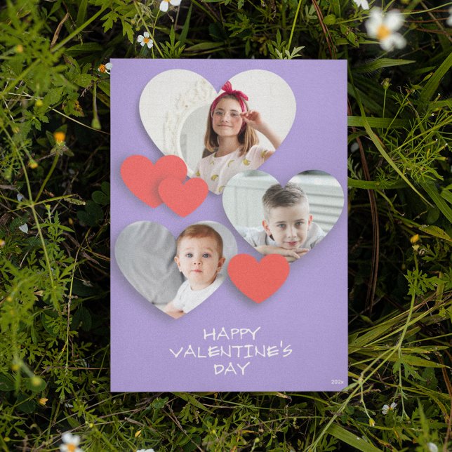 Trendig Heart Photo Collage Lavender Greeting Card Julkort (Skapare uppladdad)