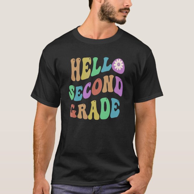 Trendig Hej Andra Klass Lärare Hej 2:a Klass Vin T Shirt (Framsida)