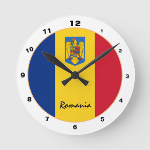 Trendig - hem/design för rumänska Flagga och Rumän Rund Klocka