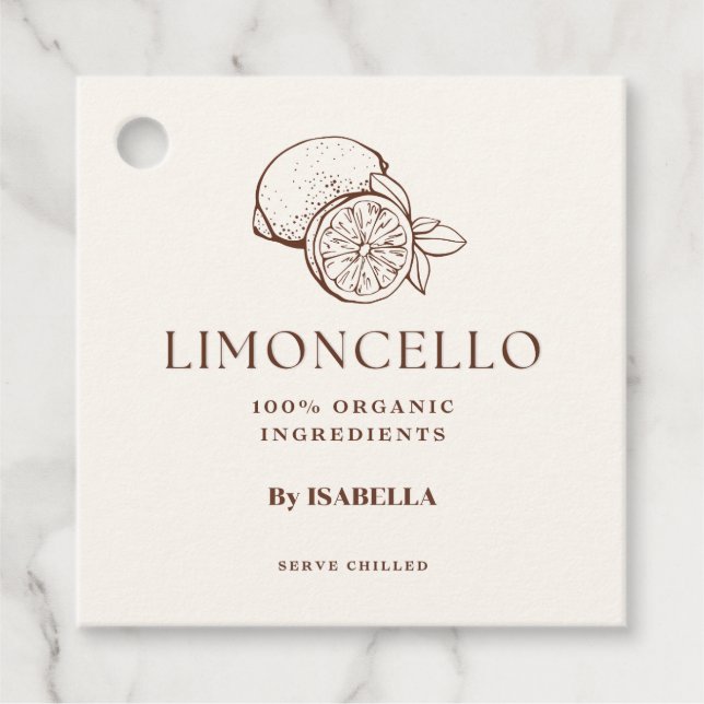 Trendig Hemlagad Citron Limoncello Spritflaska Gåvor Etiketter (Framsida)