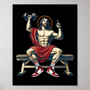 Trendig Herre Jesus Bodybuilding Workout Jesus Lif Poster