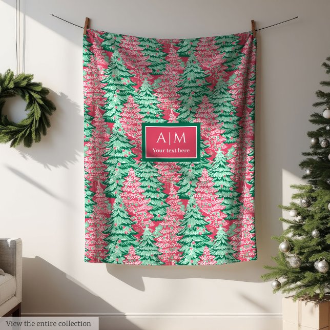 Trendig het rosa akvarell snygg festlig present  fleecefilt (Chic hot pink watercolor preppy festive gift blanket)