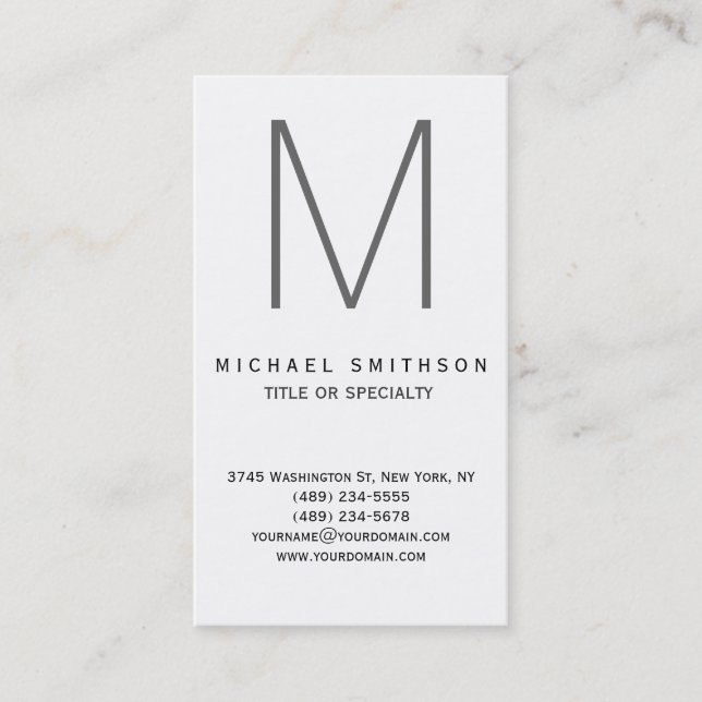 Trendig Hett Monogram Grått Svartvit Affärskort Visitkort (Framsida)