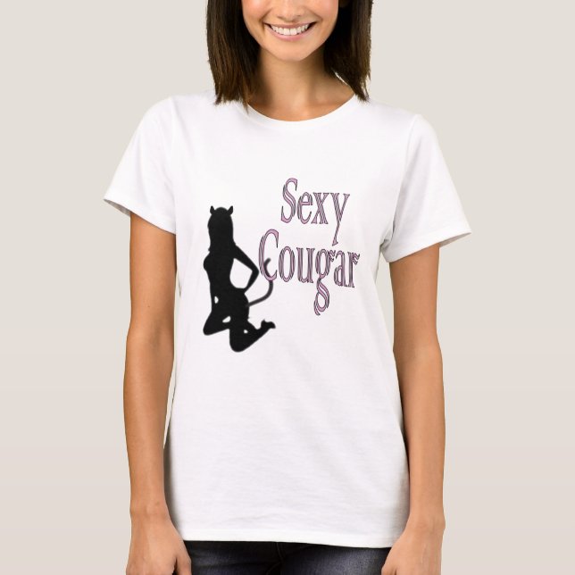 trendig hett silhouette cougar dam t shirt (Framsida)