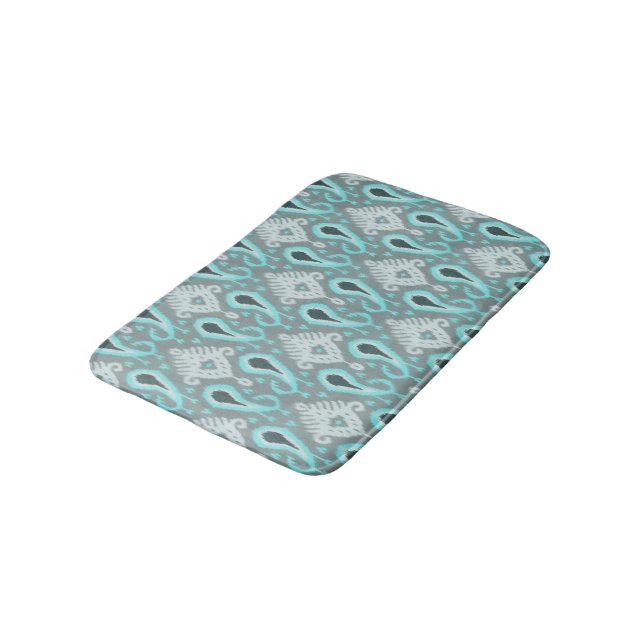 Trendig Hip Aqua Turquise Ikat Tribal Art Mönster Badrumsmatta (Vinklad)
