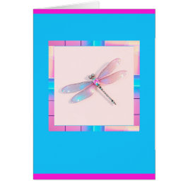 Trendig Holografiskt Dragonfly Greeting Card - blå Hälsningskort