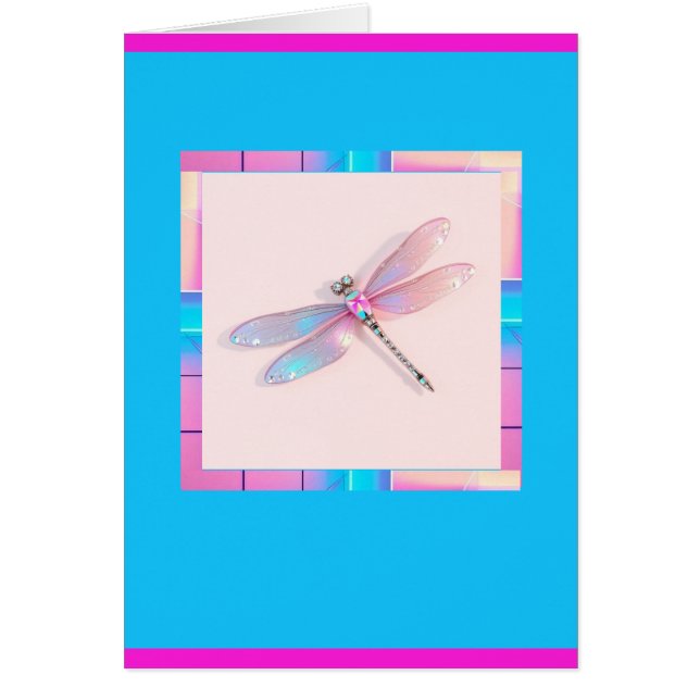 Trendig Holografiskt Dragonfly Greeting Card - blå Hälsningskort (Framsidan)