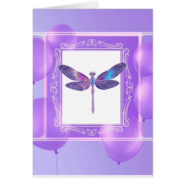 Trendig Holografiskt Dragonfly Greeting Card Hälsningskort (Framsidan)