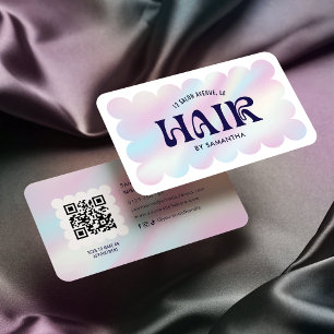 Trendig Holografiskt QR-kod Hairstylist Hair Salon Visitkort
